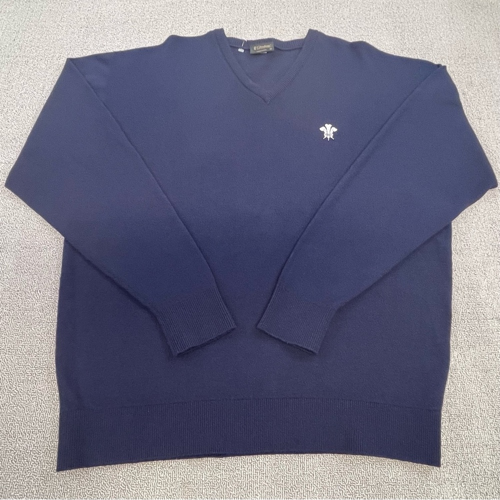 Glenbrae Sweater Adult Extra Large Blue V-Neck Lambs Wool Pullover Preppy Men